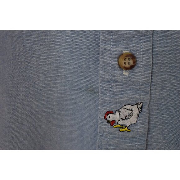 Vintage 80s/90s Blue Denim Embroidered Shirt Shacket | size M - Picture 5 of 10